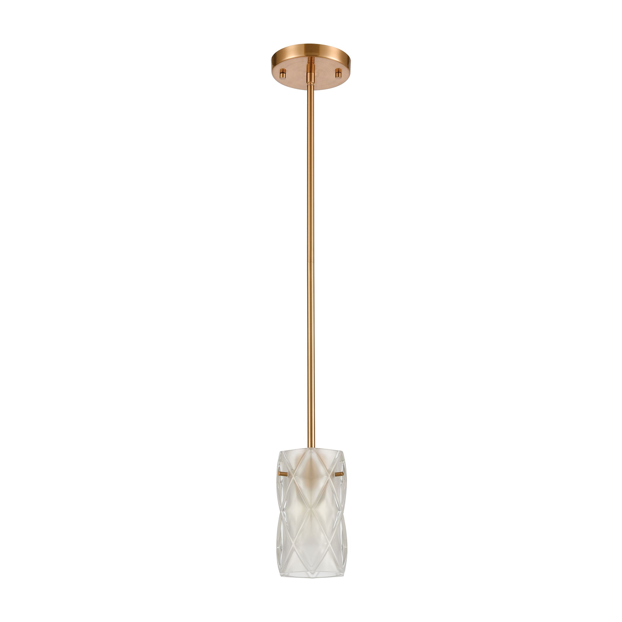 ELK Lighting 12284/1 Jenning 1-Light Mini Pendant in Satin Brass with Frosted Crystal