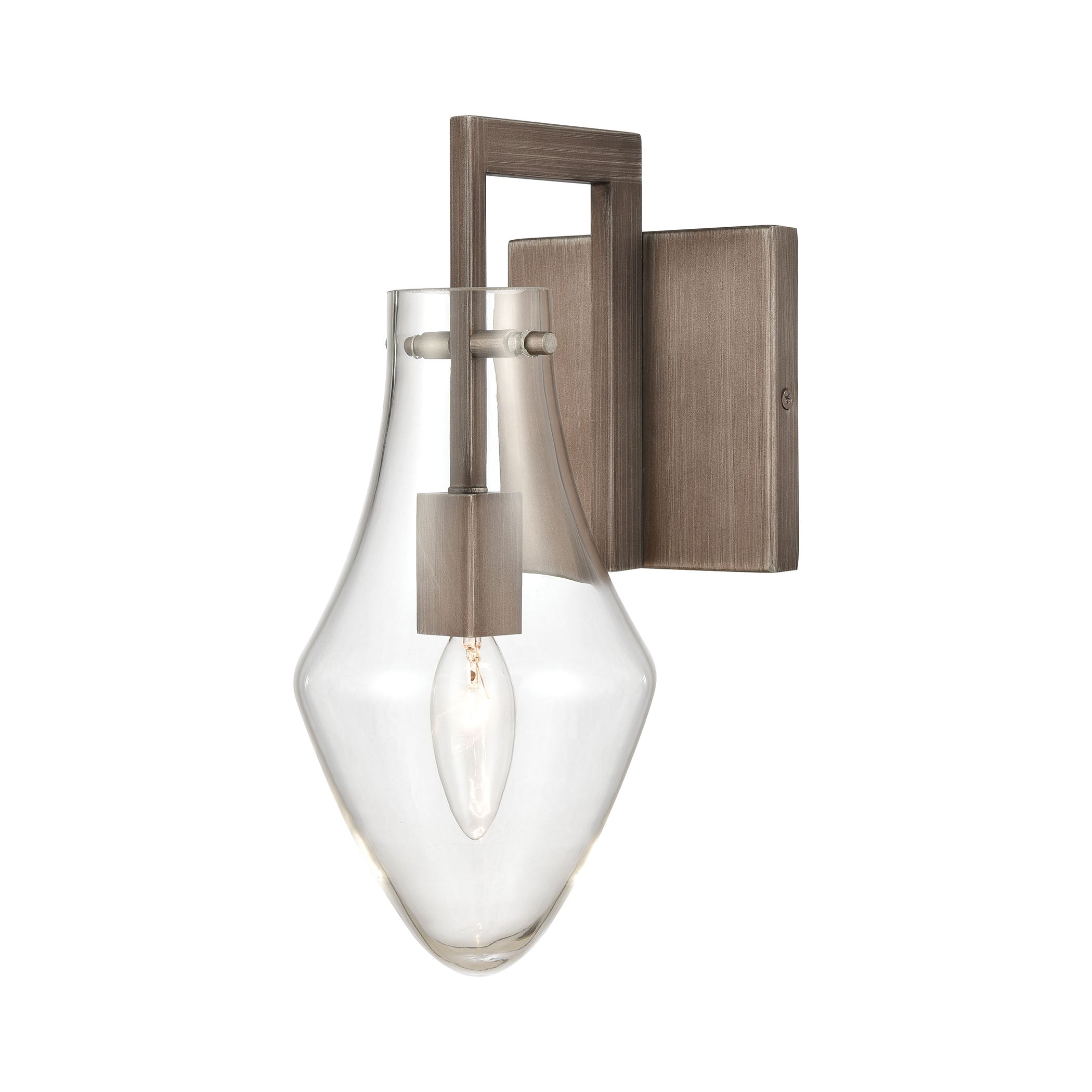 ELK Lighting 12291/1 Culmination 1-Light Vanity Light in Weathered Zinc with Clear Glass