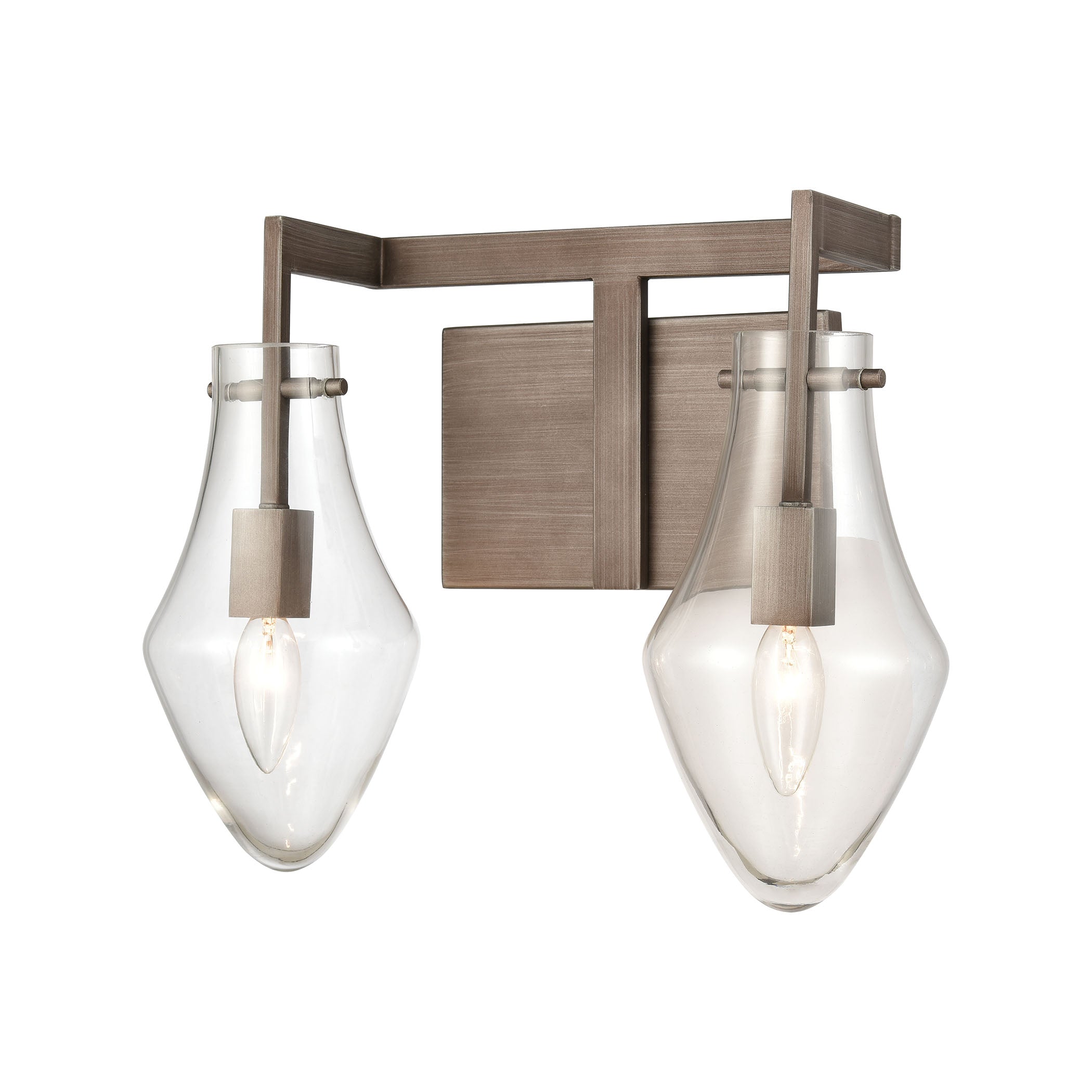 ELK Lighting 12292/2 Culmination 2-Light Vanity Light in Weathered Zinc with Clear Glass