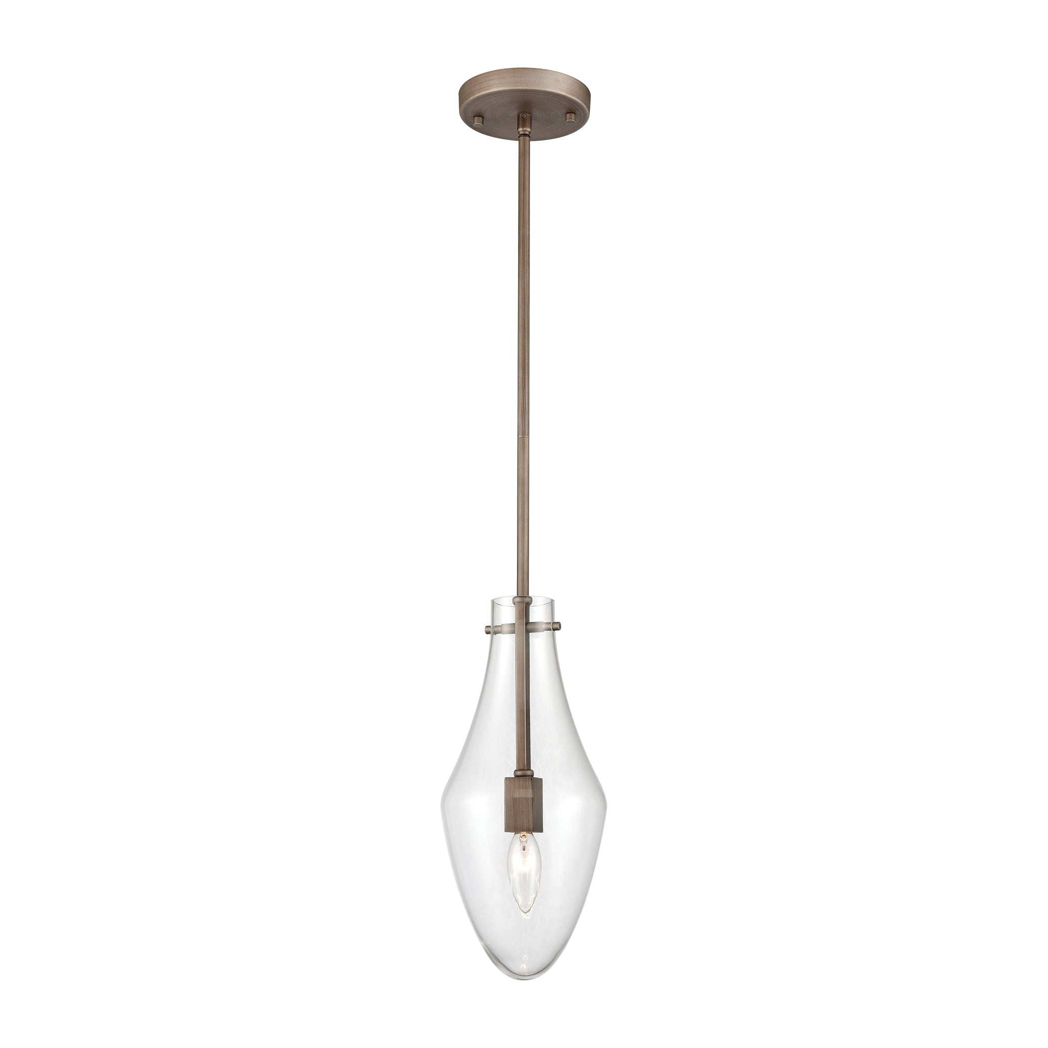 ELK Lighting 12296/1 Culmination 1-Light Mini Pendant in Weathered Zinc with Clear Glass