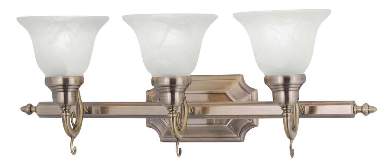 LIVEX Lighting 1283-01 French Regency Bath Light in Antique Brass (3 Light)
