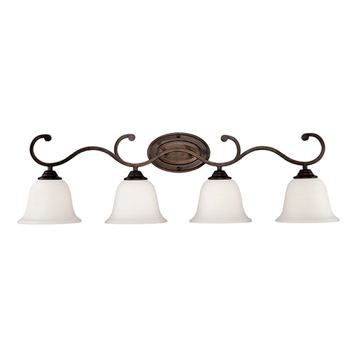 Millennium Lighting 1284-RBZ Etched White Vanity Light in Rubbed Bronze