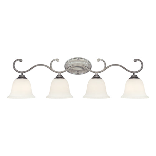 Millennium Lighting 1284-RS Etched White Vanity Light in Rubbed Silver