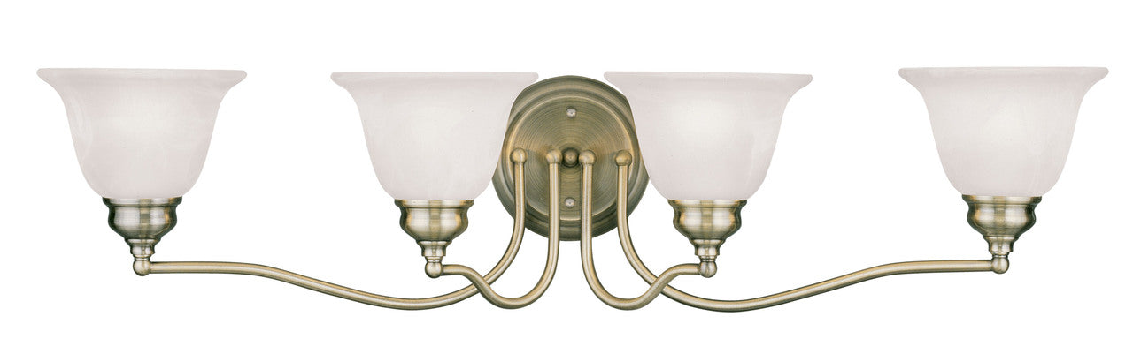 LIVEX Lighting 1354-01 Essex Bath Light in Antique Brass (4 Light)