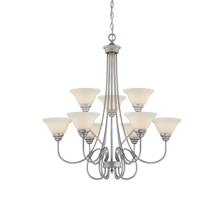Millennium Lighting 1369-RS Fulton Etched White Chandelier in Rubbed Silver