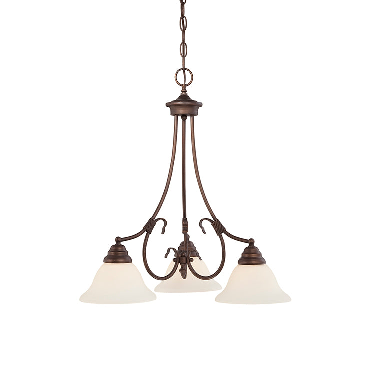 Millennium Lighting 1373-RBZ Fulton Etched White Chandelier in Rubbed Bronze