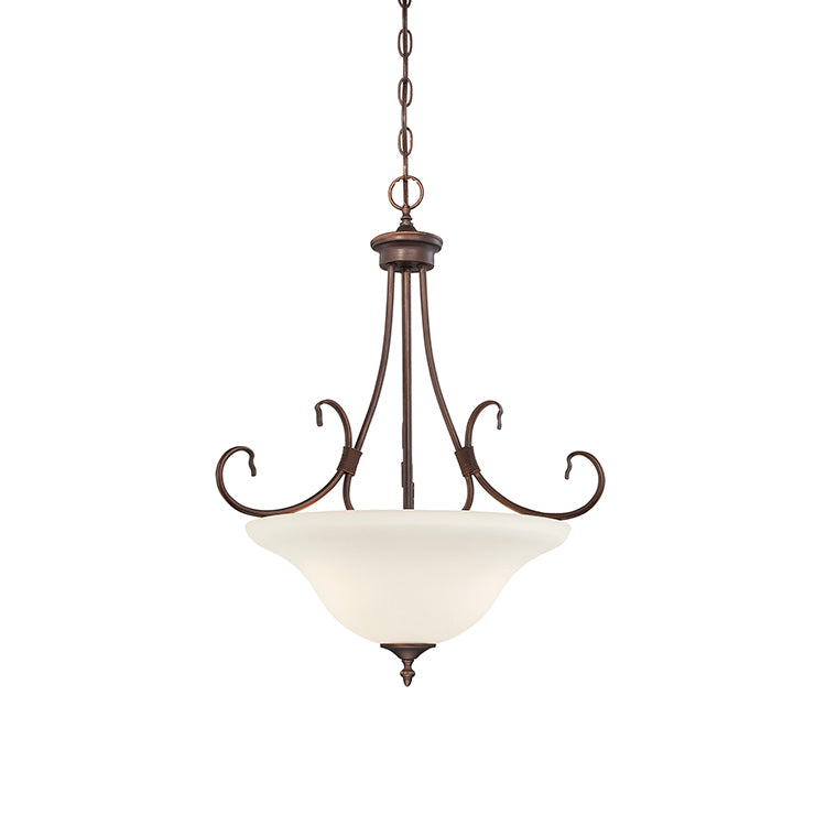Millennium Lighting 1383-RBZ Fulton Etched White Pendant in Rubbed Bronze