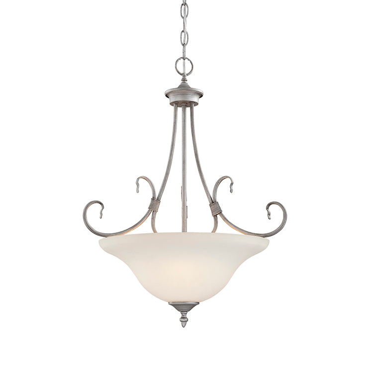 Millennium Lighting 1383-RS Fulton Etched White Pendant in Rubbed Silver