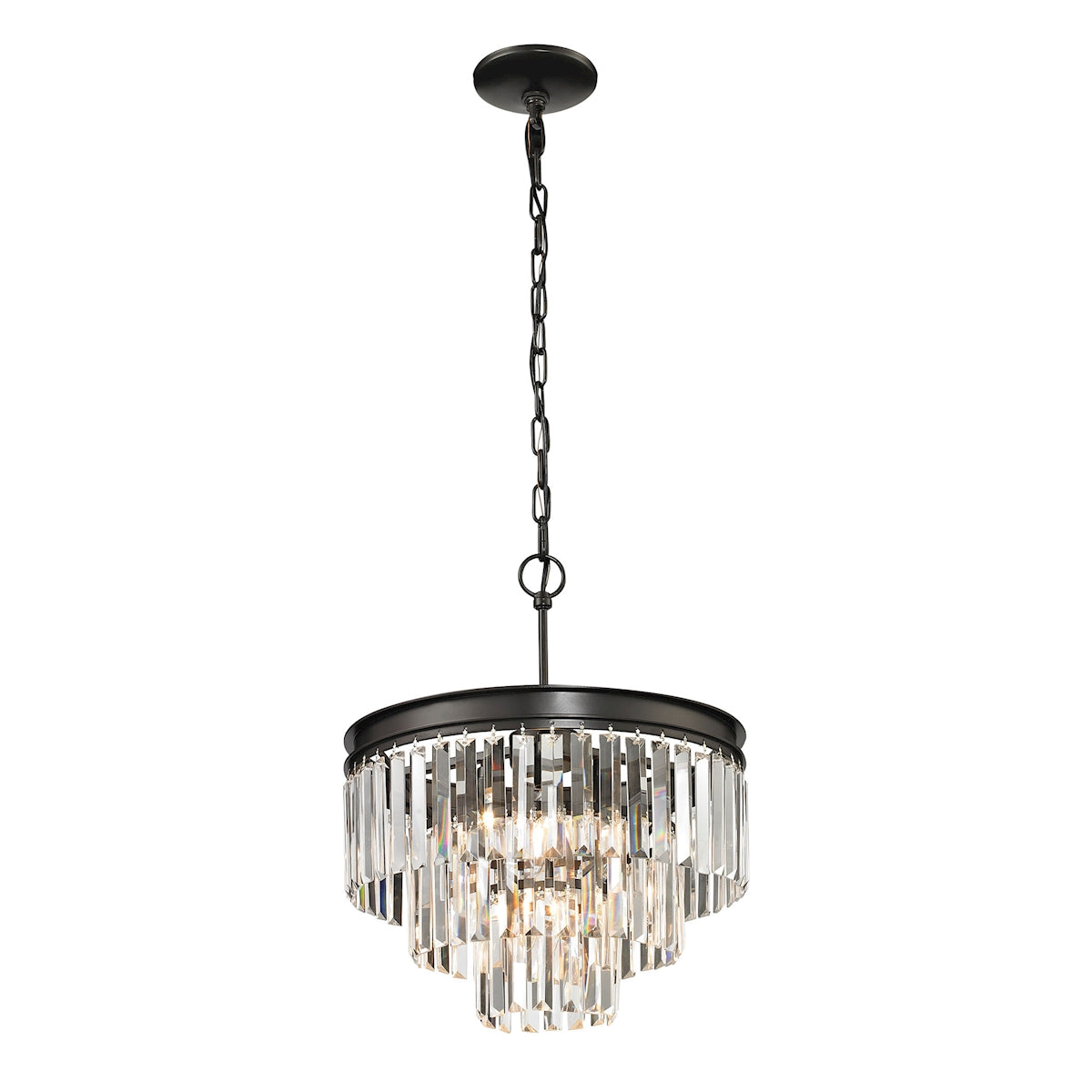 ELK Lighting 14212/3+1 Palacial 3+1-Light Chandelier in Oil Rubbed Bronze with Clear Crystal