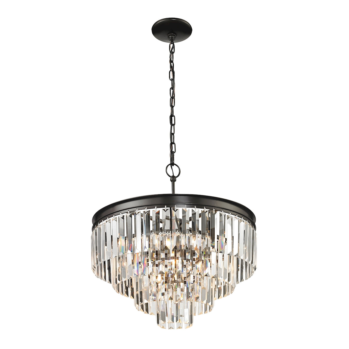 ELK Lighting 14213/4+1 Palacial 4+1-Light Chandelier in Oil Rubbed Bronze with Clear Crystal