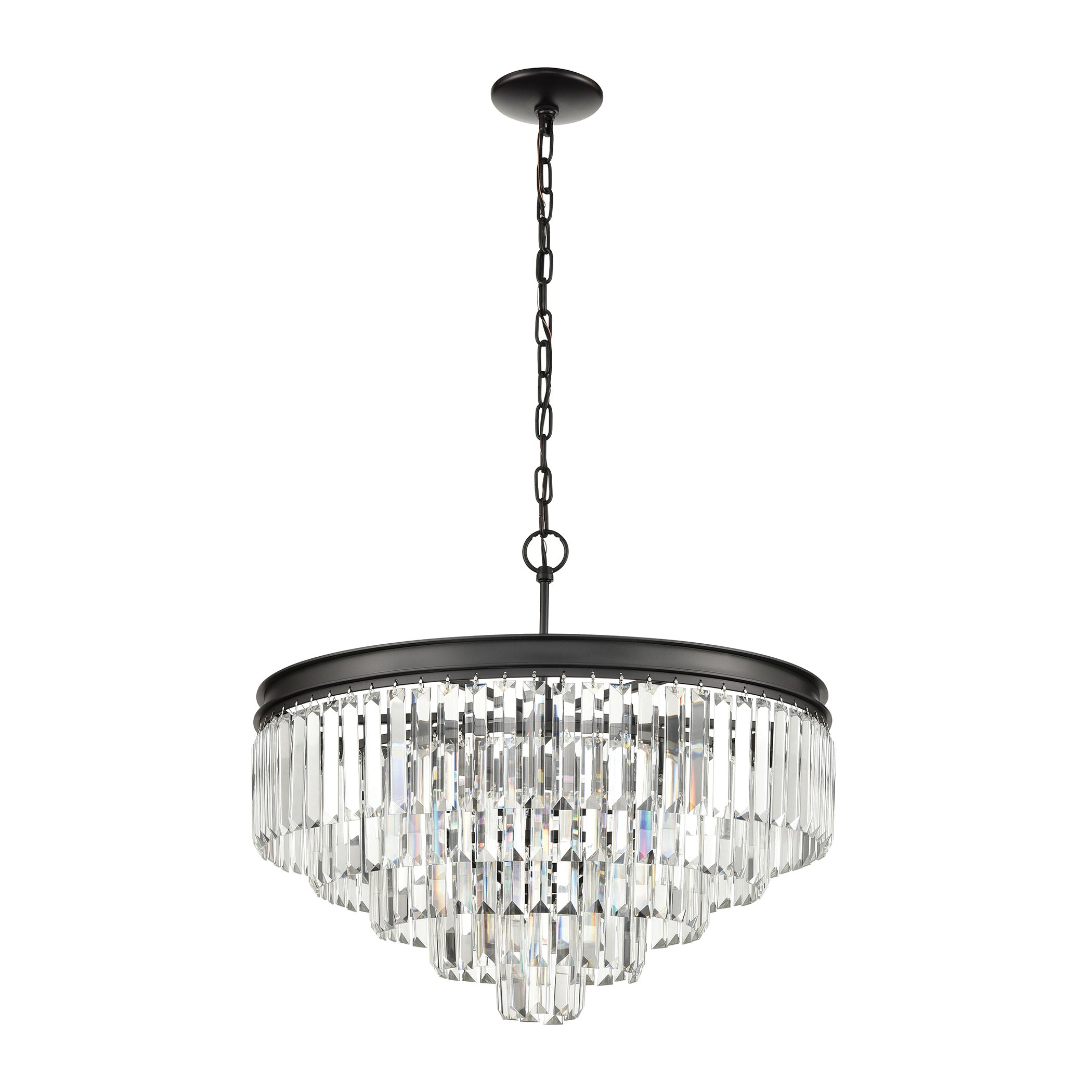 ELK Lighting 14214/5+1 Palacial 5+1-Light Chandelier in Oil Rubbed Bronze with Clear Crystal