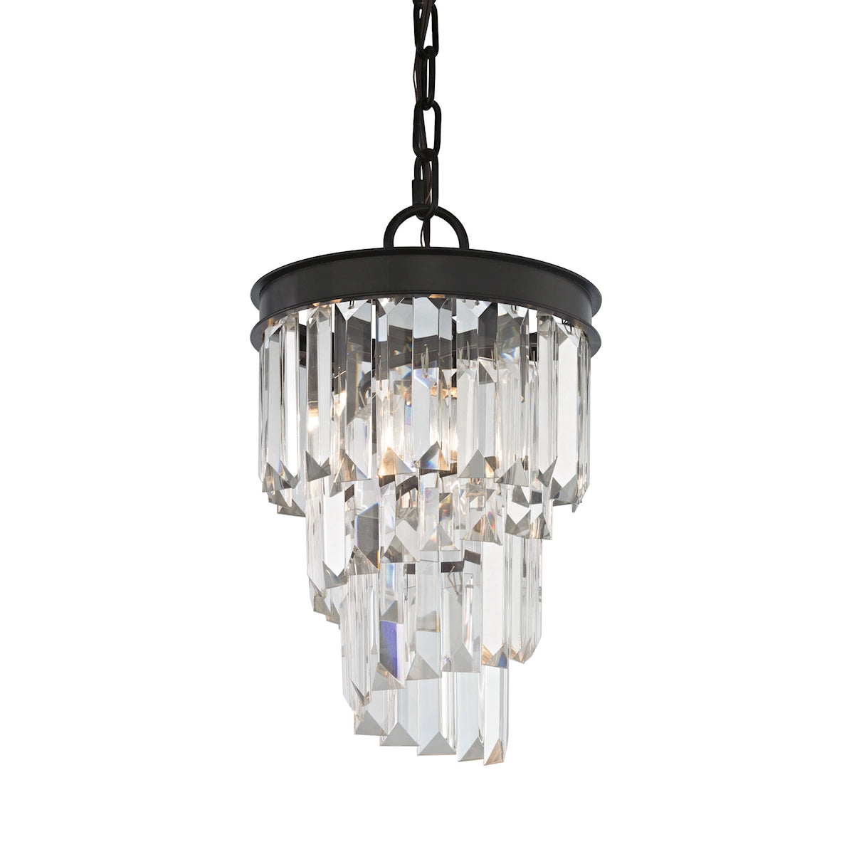 ELK Lighting 14216/1 Palacial 1-Light Mini Pendant in Oil Rubbed Bronze with Clear Crystal
