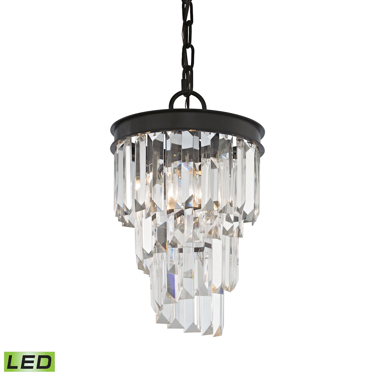 ELK Lighting 14216/1-LED Palacial 1-Light Mini Pendant in Oil Rubbed Bronze with Clear Crystal - Includes LED Bulb