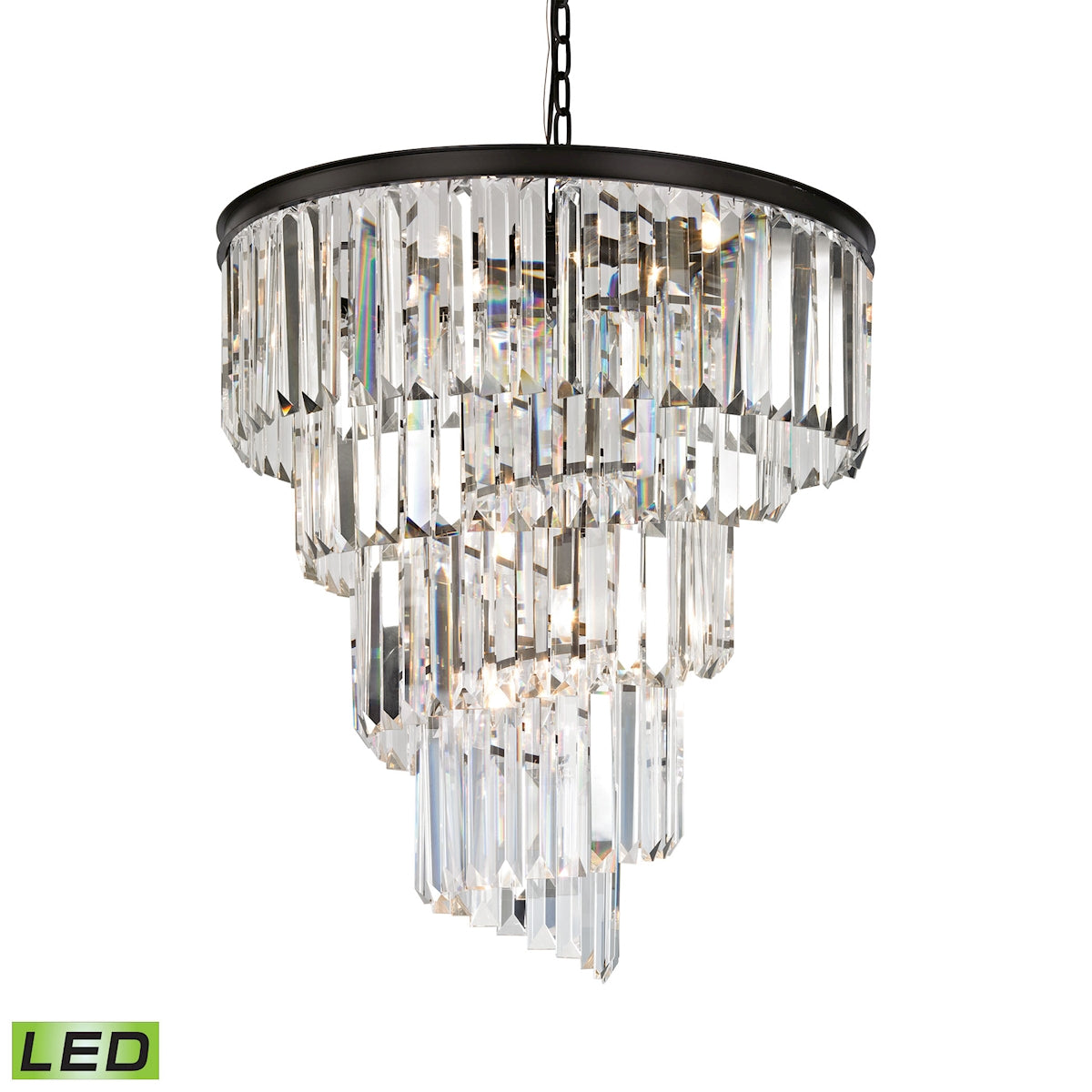 ELK Lighting 14218/9-LED Palacial 9-Light Chandelier in Oil Rubbed Bronze with Clear Crystal - Includes LED Bulbs