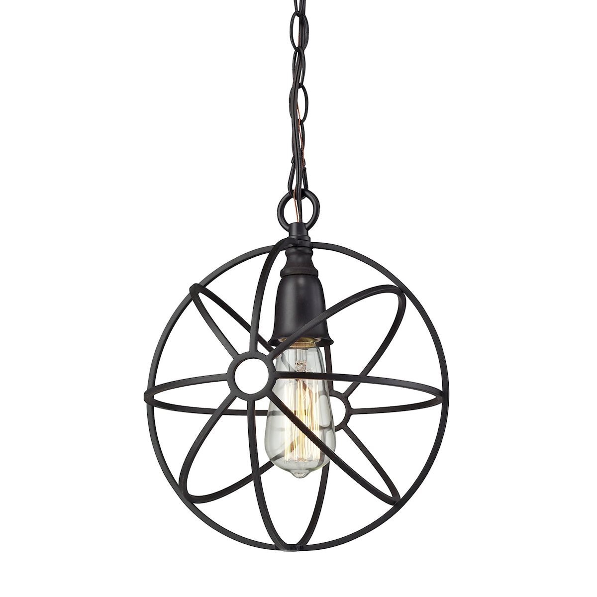 ELK Lighting 14241/1 Yardley 1-Light Mini Pendant in Oil Rubbed Bronze with Wire Cage