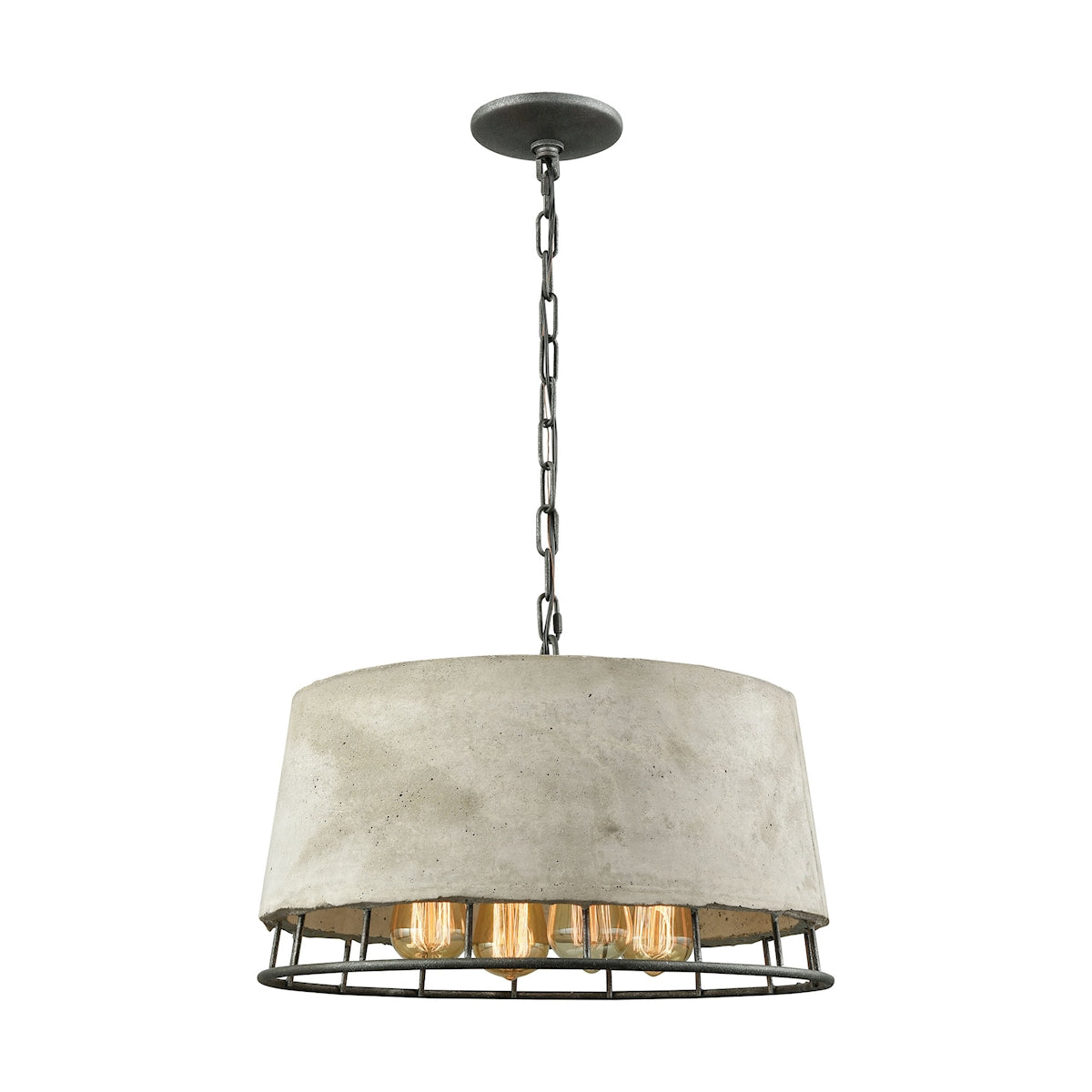 ELK Lighting 14319/4 Brocca 4-Light Chandelier in Silverdust Iron with Concrete and Metal Shade