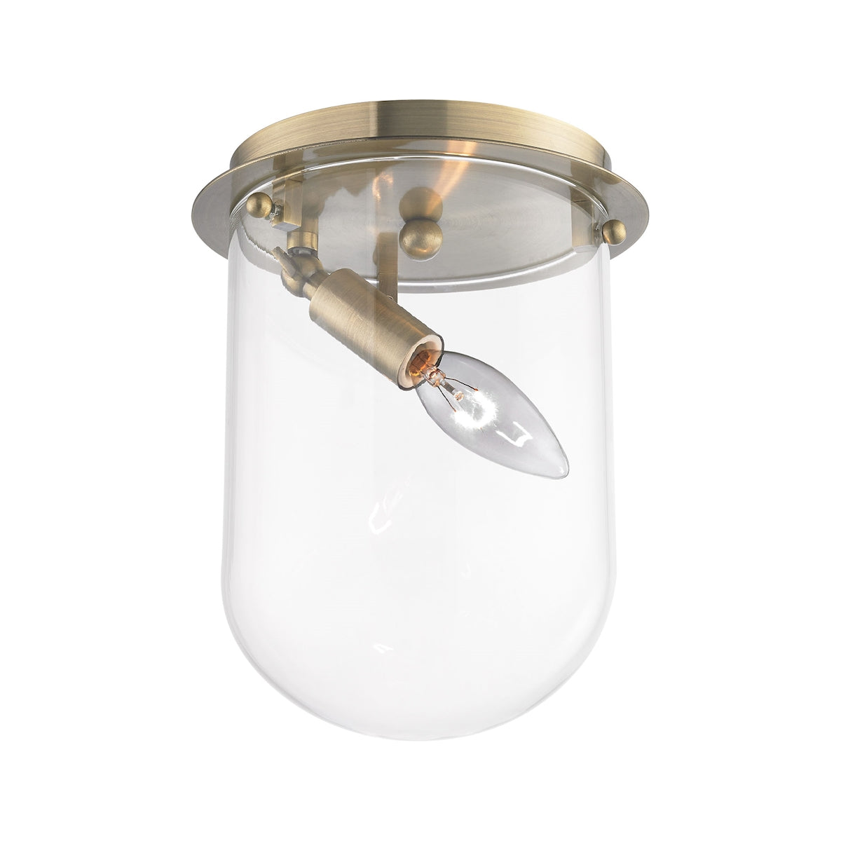 ELK Lighting 14360/1 Lightway 1-Light Flush Mount in Antique Brass with Clear Glass