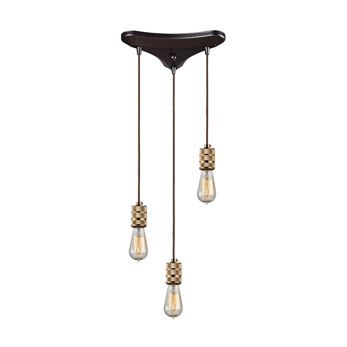ELK Lighting 14391/3 Camley 3-Light Triangular Pendant Fixture in Oil Rubbed Bronze and Polished Gold
