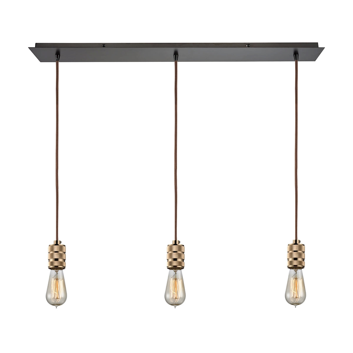 ELK Lighting 14391/3LP Camley 3-Light Linear Mini Pendant Fixture in Oil Rubbed Bronze and Polished Gold