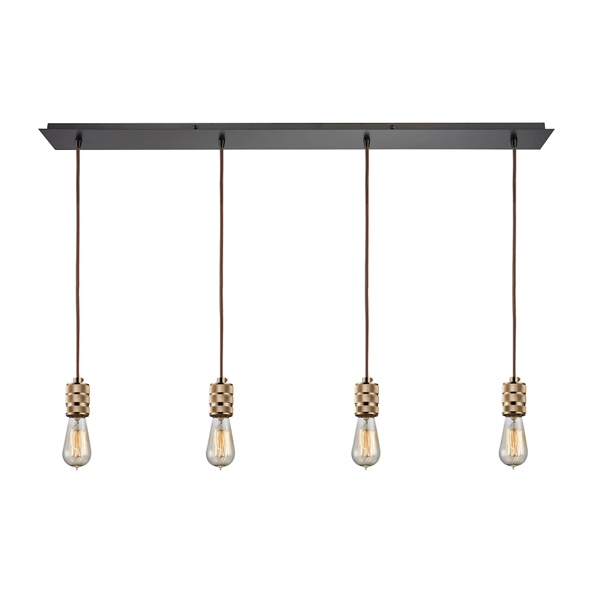 ELK Lighting 14391/4LP Camley 4-Light Linear Pendant Fixture in Oil Rubbed Bronze and Polished Gold