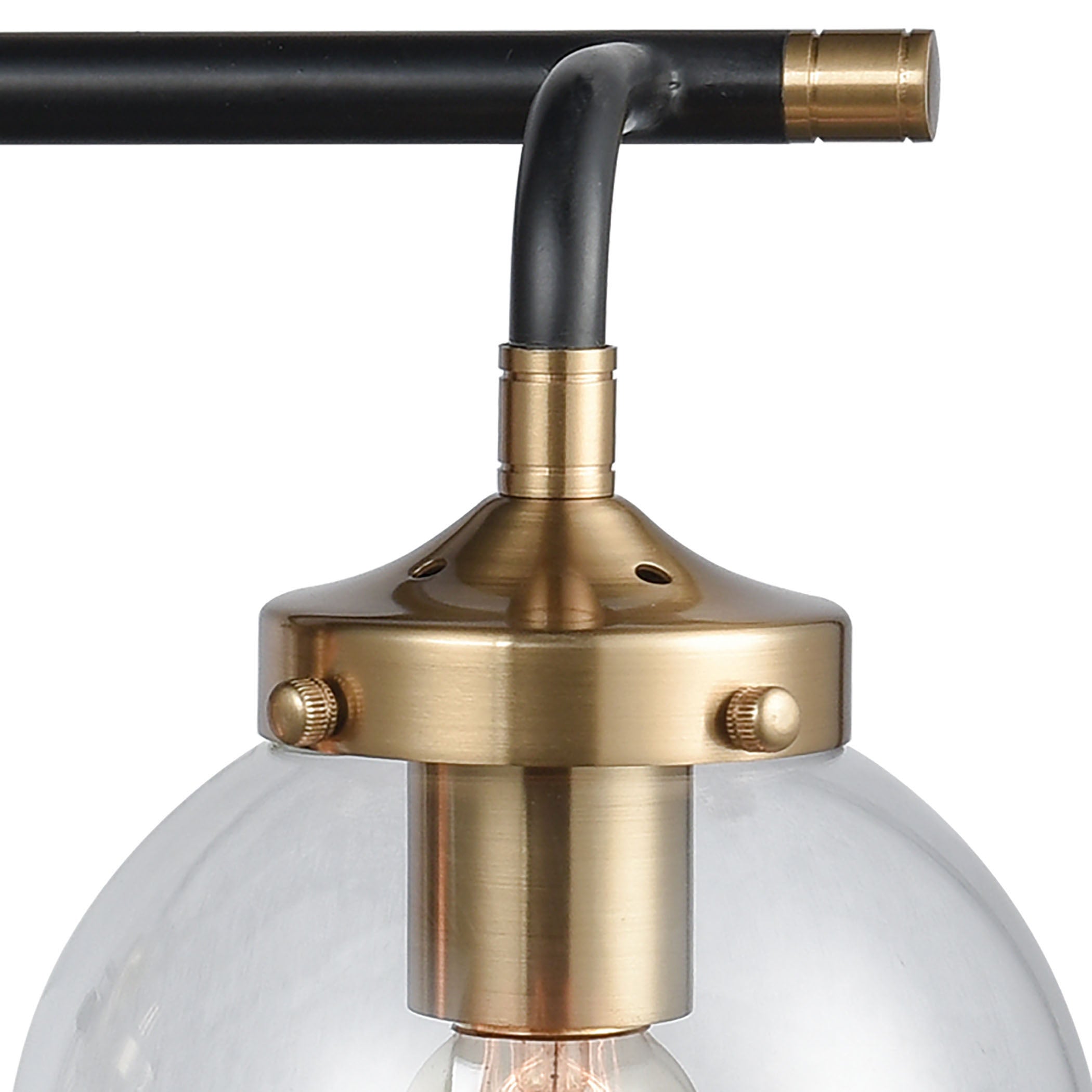 ELK Lighting 14429/4 Boudreaux 4-Light Vanity Lamp in Matte Black and Antique Gold with Sphere-shaped Glass
