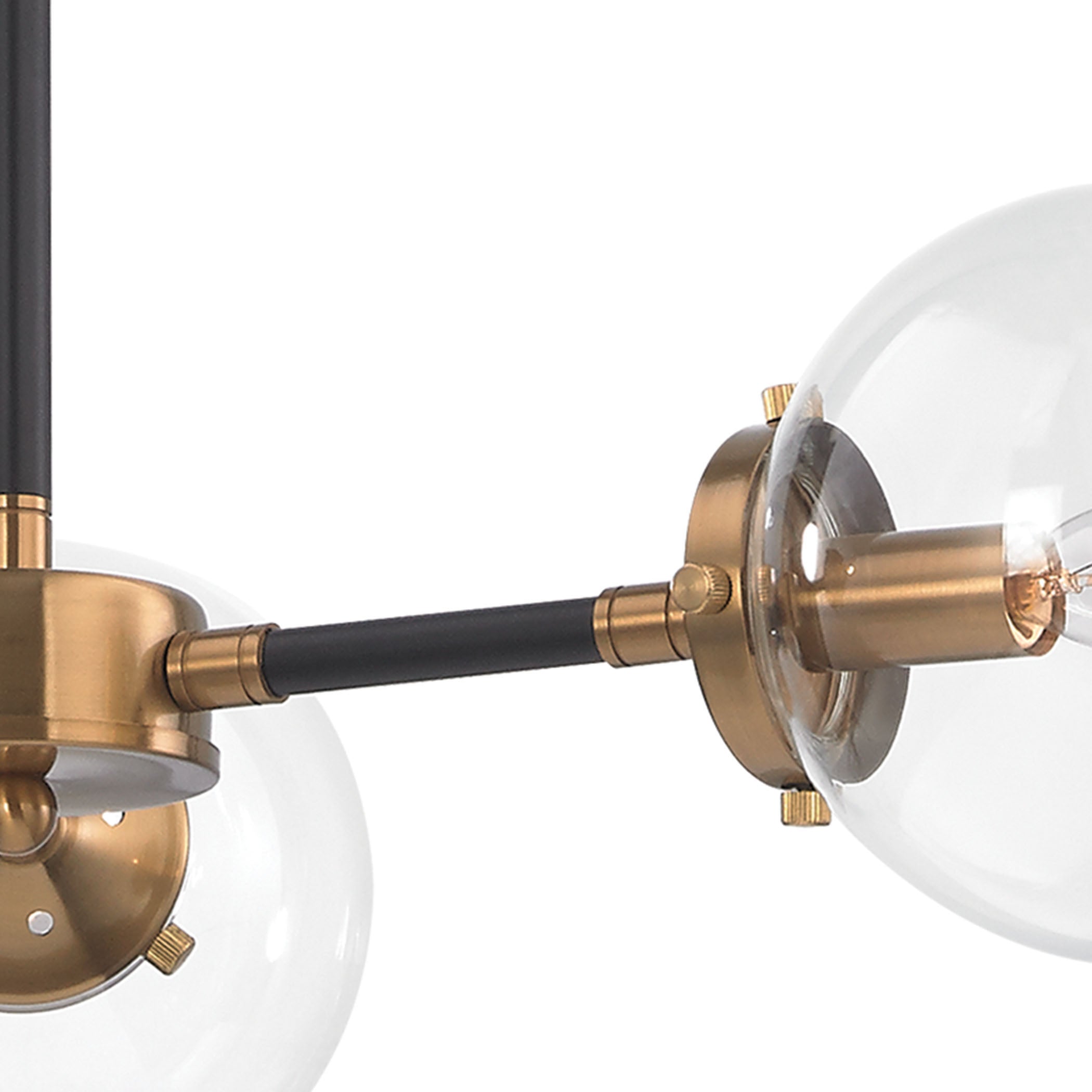 ELK Lighting 14431/3 Boudreaux 3-Light Chandelier in Antique Gold and Matte Black with Sphere-shaped Glass
