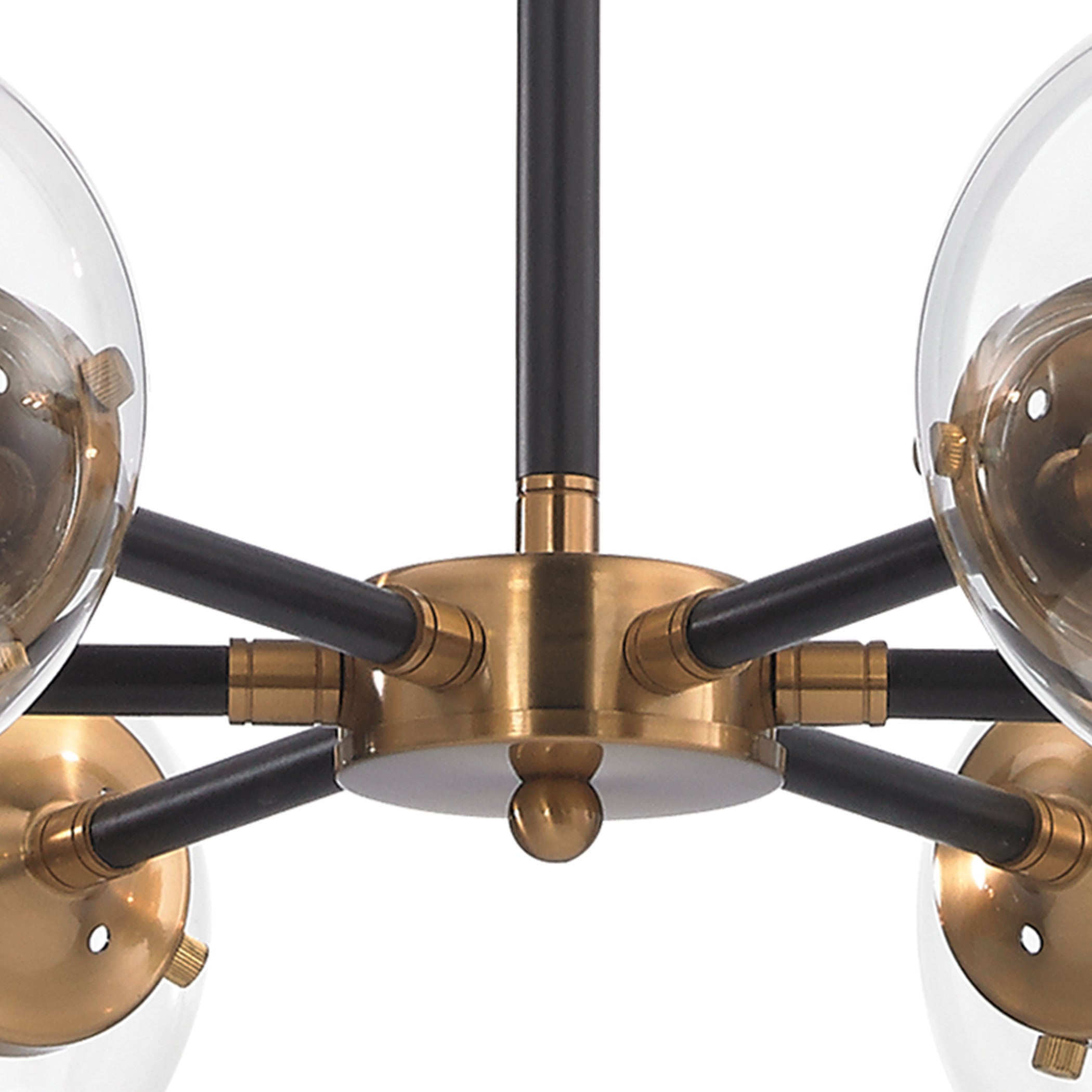 ELK Lighting 14432/6 Boudreaux 6-Light Chandelier in Antique Gold and Matte Black with Sphere-shaped Glass
