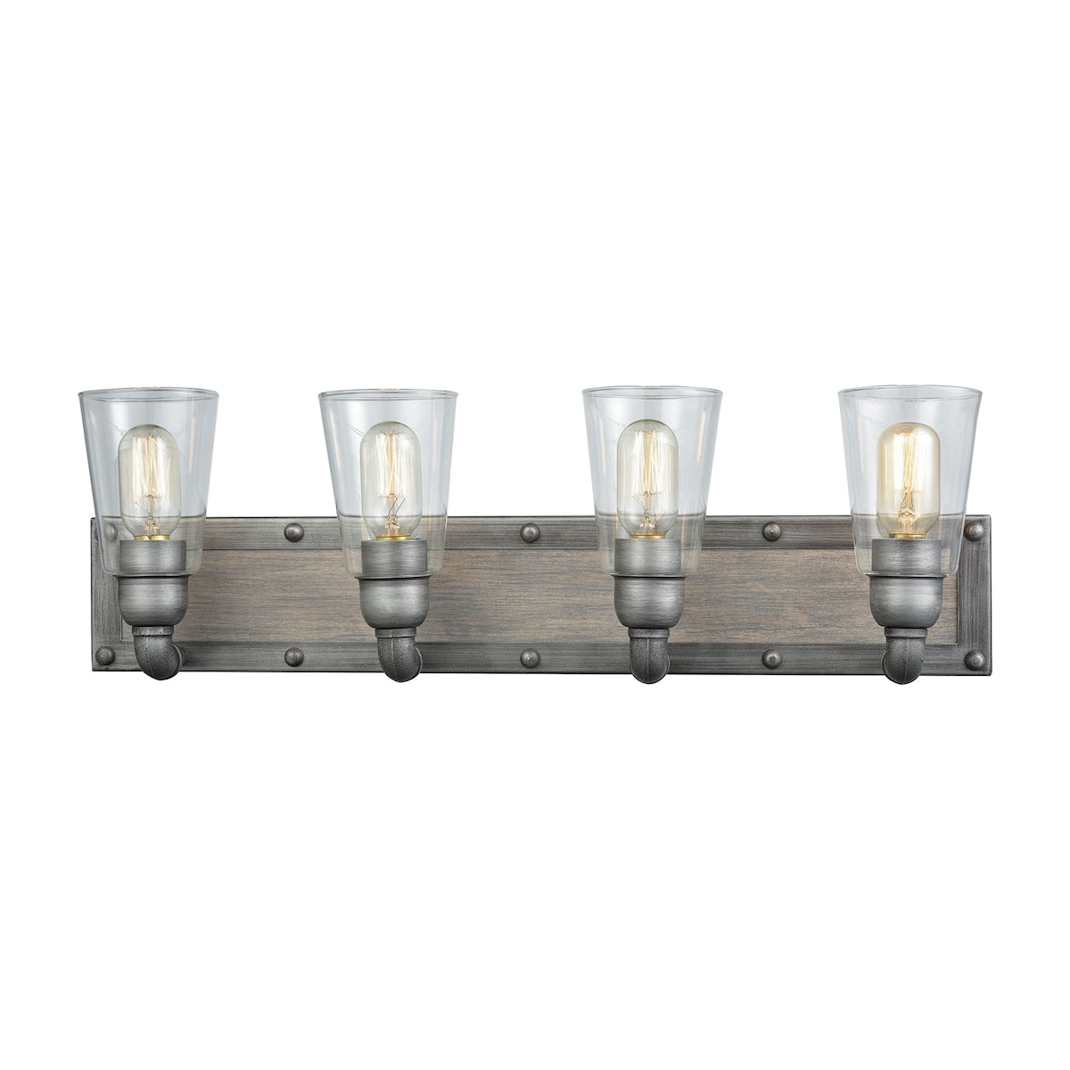 ELK Lighting 14473/4 Platform 4-Light Vanity Lamp in Weathered Zinc with Clear Glass