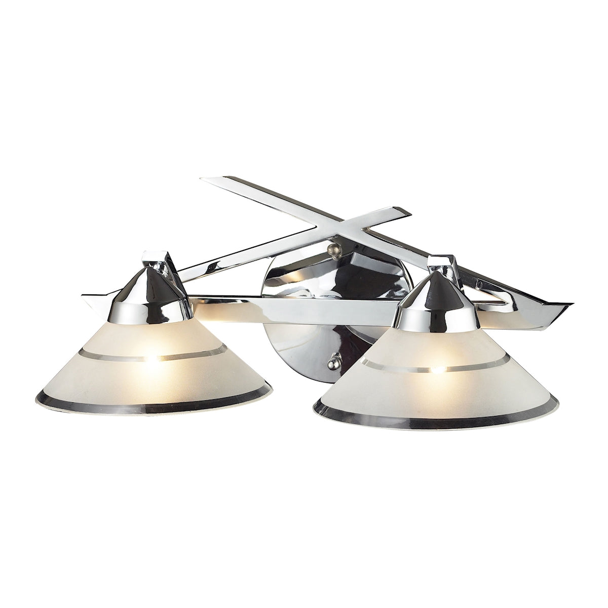 ELK Lighting 1471/2 Refraction 2-Light Vanity Lamp in Polished Chrome with Banded Satin Glass