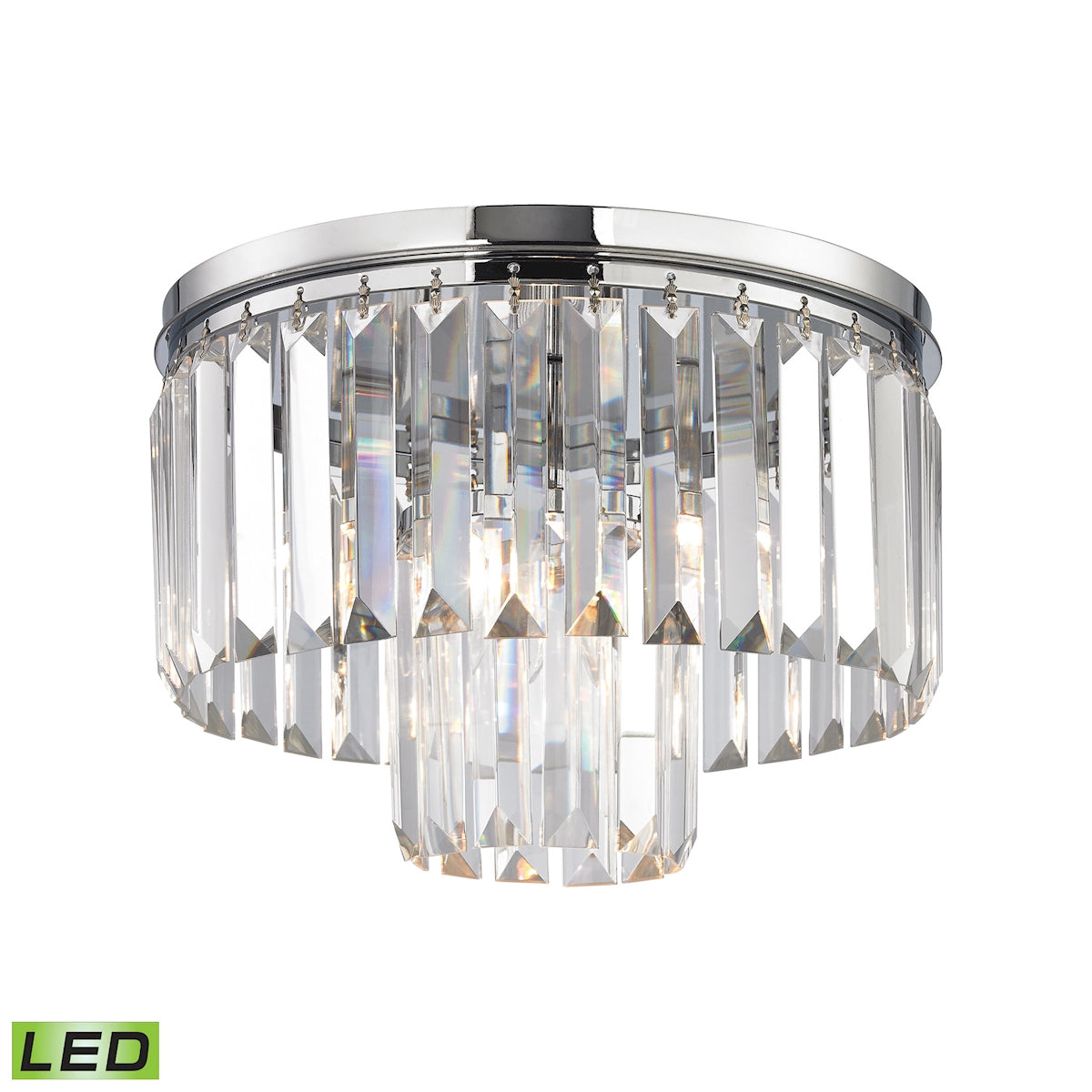 ELK Lighting 15213/1-LED Palacial 1-Light Flush Mount in Polished Chrome with Clear Crystal - Includes LED Bulb