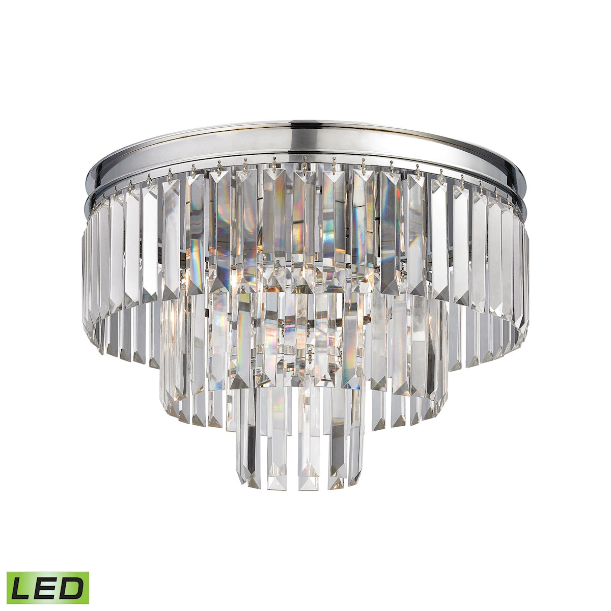 ELK Lighting 15215/3-LED Palacial 3-Light Semi Flush in Polished Chrome with Clear Crystal - Includes LED Bulbs