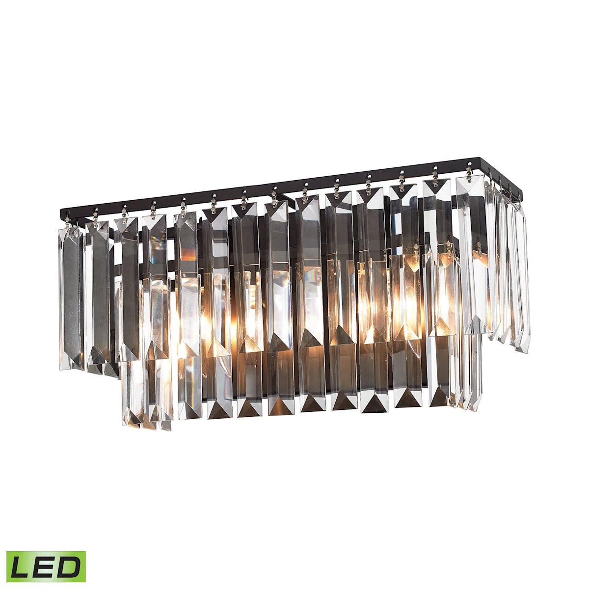 ELK Lighting 15221/2-LED Palacial 2-Light Vanity Sconce in Oil Rubbed Bronze with Clear Crystal - Includes LED Bulbs