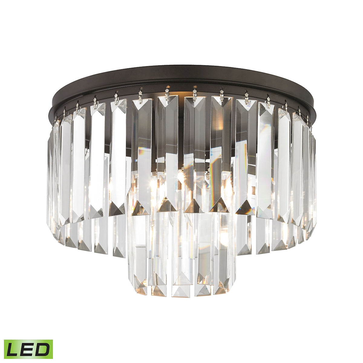 ELK Lighting 15223/1-LED Palacial 1-Light Semi Flush in Oil Rubbed Bronze with Clear Crystal - Includes LED Bulb