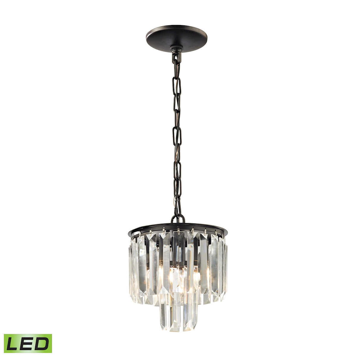 ELK Lighting 15224/1-LED Palacial 1-Light Mini Pendant in Oil Rubbed Bronze with Clear Crystal - Includes LED Bulb