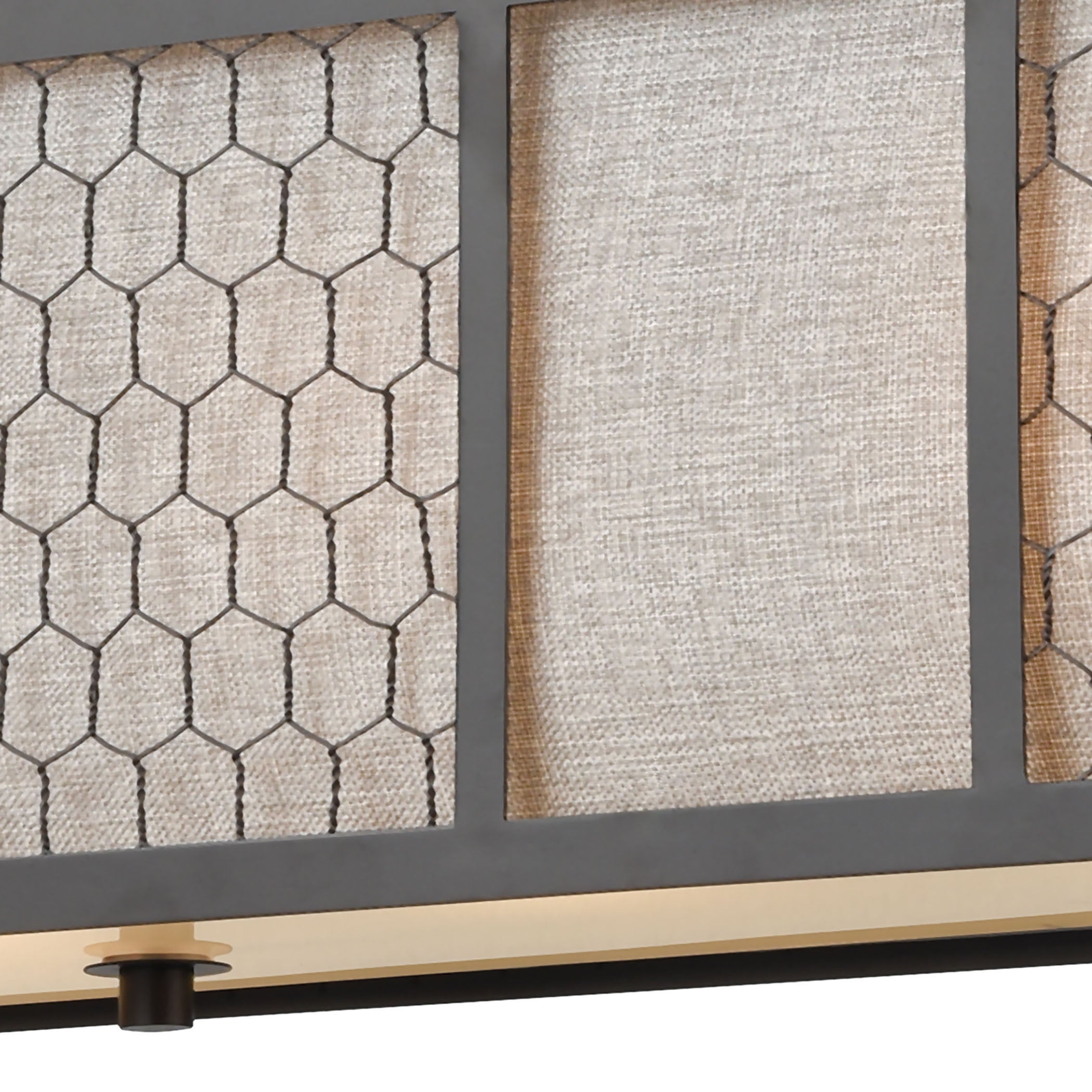 ELK Lighting 15244/4 Filmore 4-Light Linear Chandelier in Oil Rubbed Bronze with Wire Mesh and Gray Linen Shade