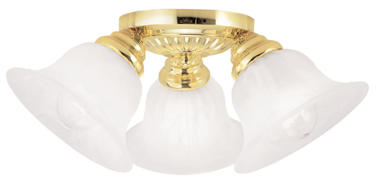 LIVEX Lighting 1529-02 Edgemont Flushmount in Polished Brass (3 Light)