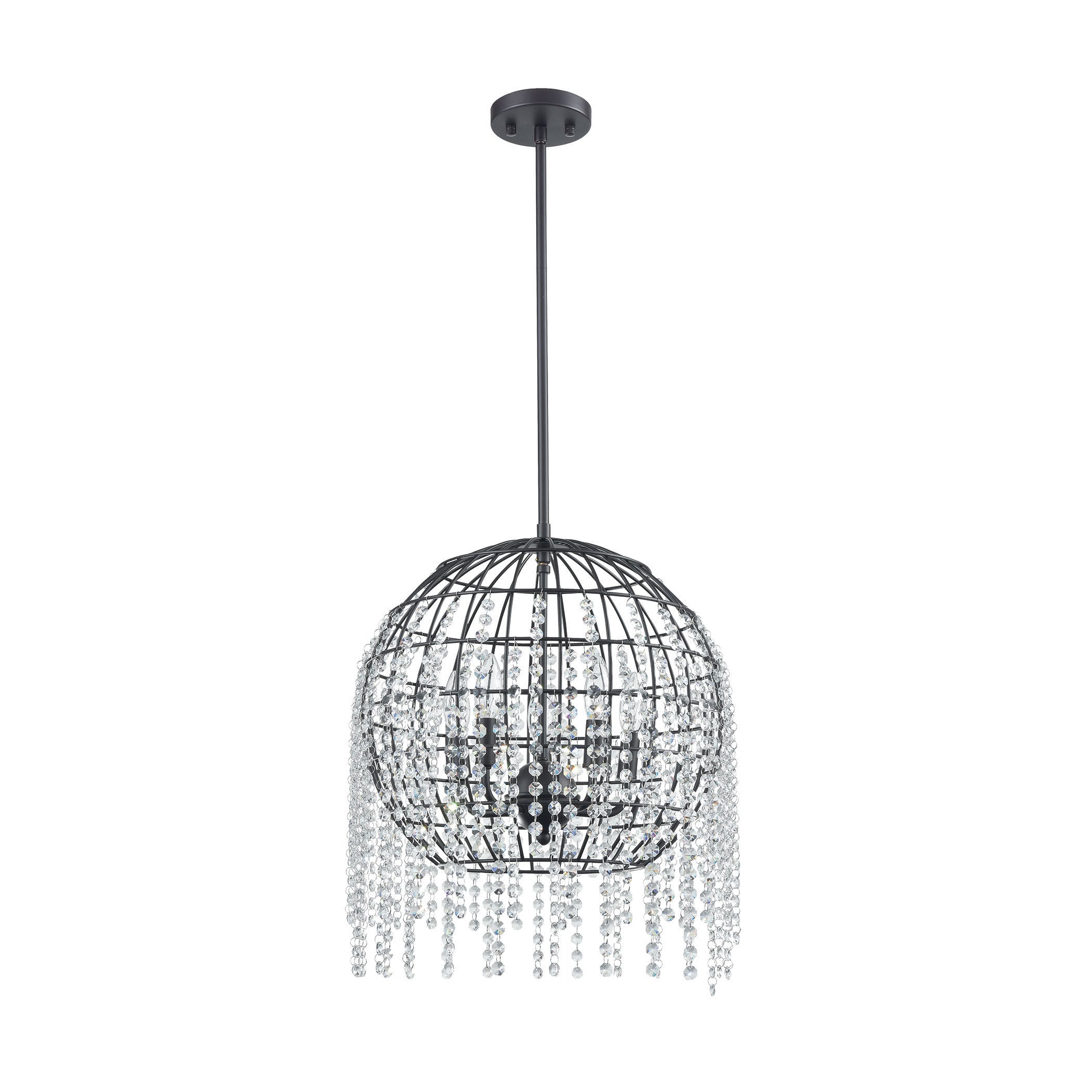 ELK Lighting 15305/5 Yardley 5-Light Chandelier in Oil Rubbed Bronze with Wire Cage and Clear Crystal