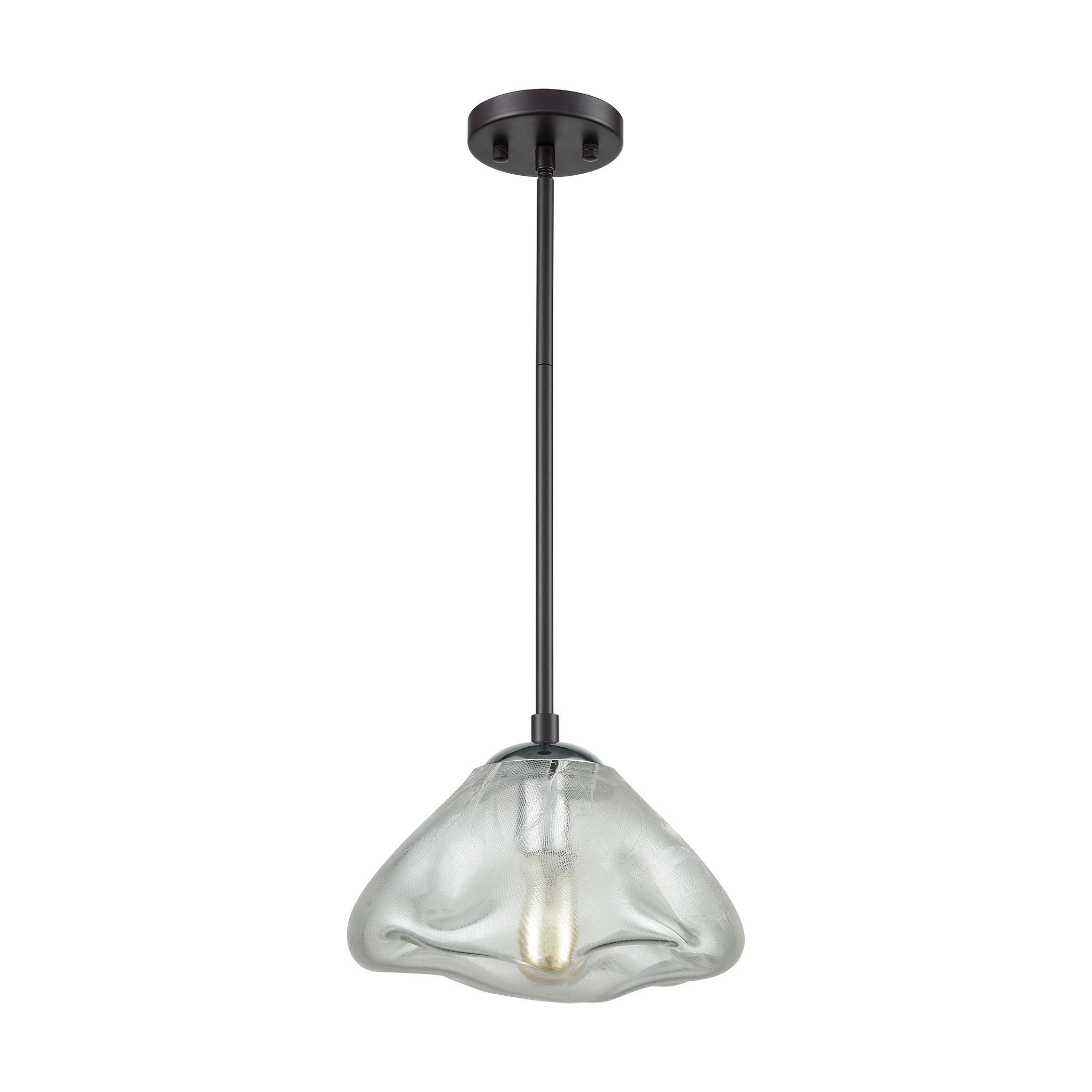 ELK Lighting 15330/1 Kendal 1-Light Mini Pendant in Oil Rubbed Bronze and Polished Chrome with Freeform Glass
