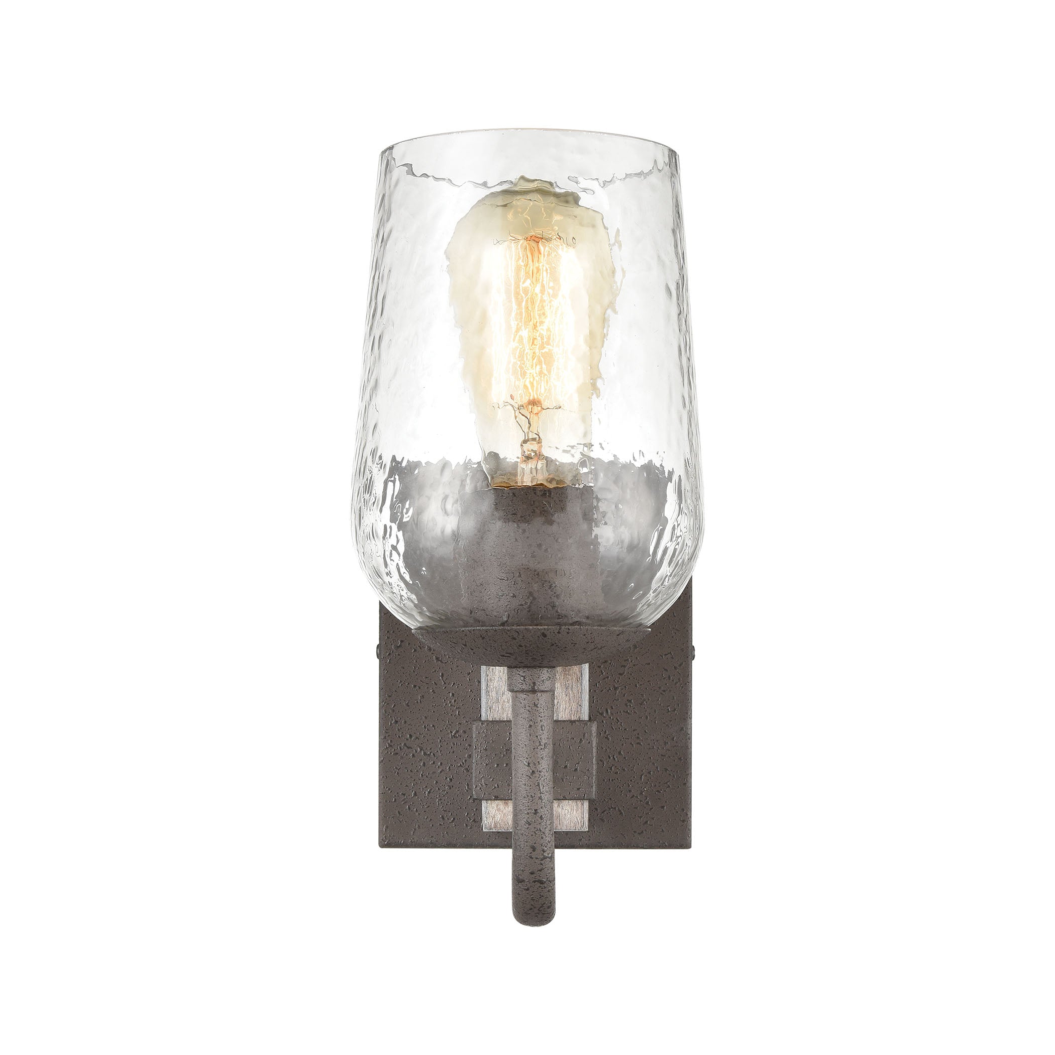 ELK Lighting 15370/1 Dillon 1-Light Vanity Light in Vintage Rust with Clear Hammered Glass