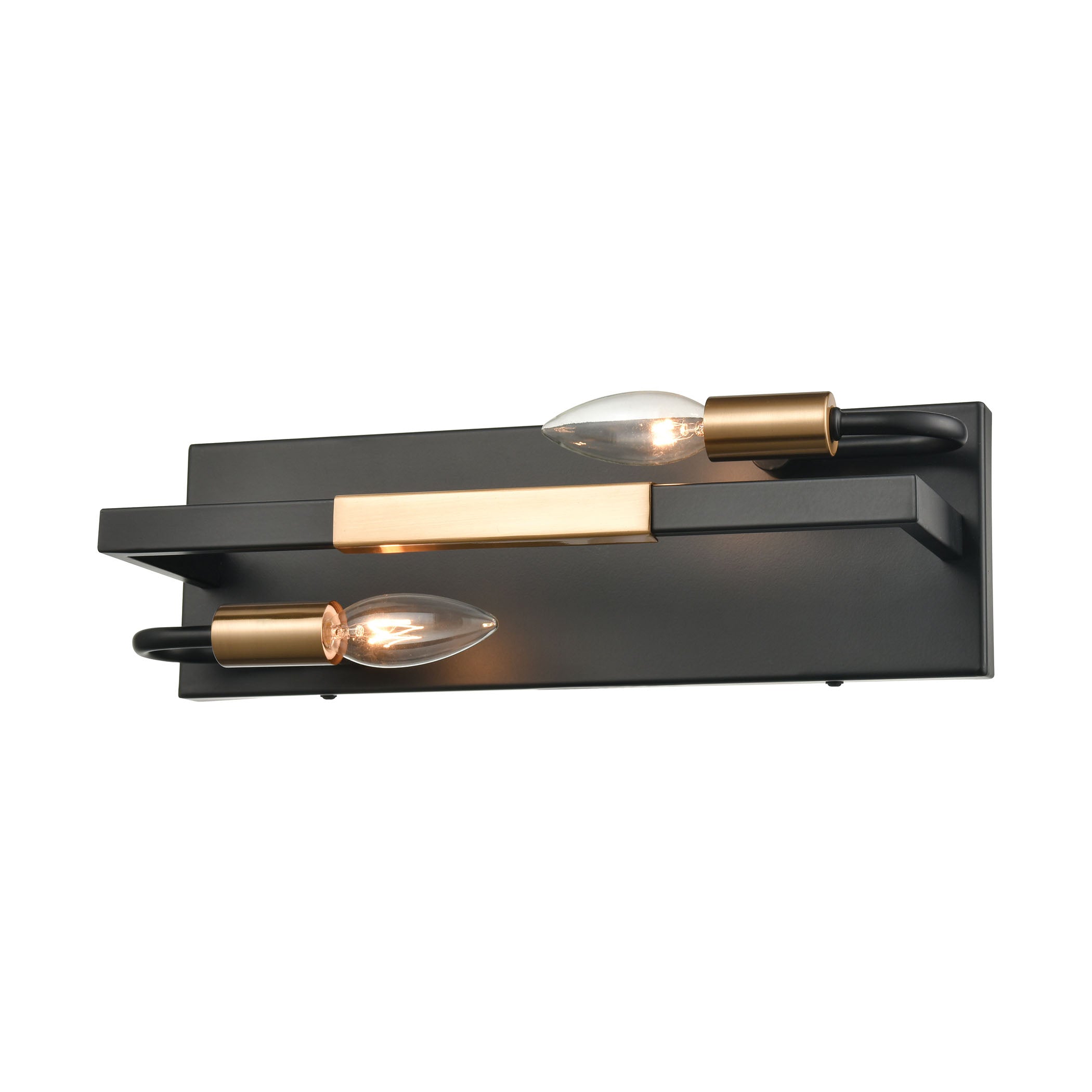 ELK Lighting 15452/2 Heathrow 2-Light Vanity Light in Matte Black and Satin Brass