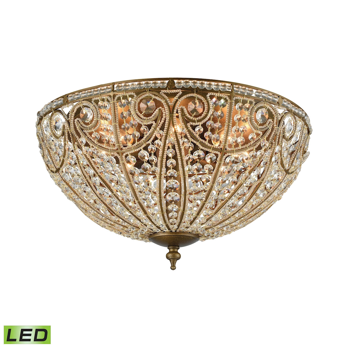 ELK Lighting 15963/8-LED Elizabethan 8-Light Flush Mount in Dark Bronze with Clear Crystal - Includes LED Bulbs