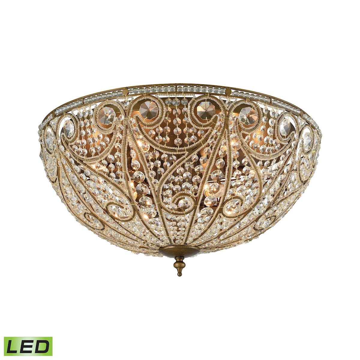 ELK Lighting 15964/10-LED Elizabethan 10-Light Flush Mount in Dark Bronze with Clear Crystal - Includes LED Bulbs