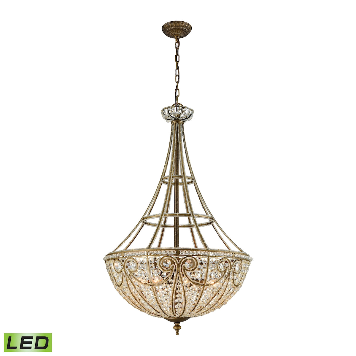 ELK Lighting 15966/8-LED Elizabethan 8-Light Chandelier in Dark Bronze with Clear Crystal - Includes LED Bulbs
