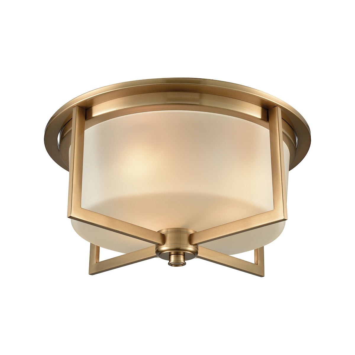 ELK Lighting 15999/3 Vancourt 3-Light Flush Mount in Satin Brass with Frosted Glass