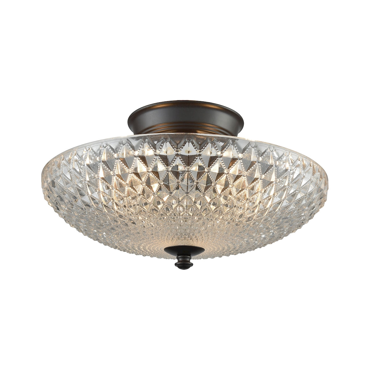 ELK Lighting 16042/3 Sweetwater 3-Light Semi Flush in Oil Rubbed Bronze with Clear Crystal Glass