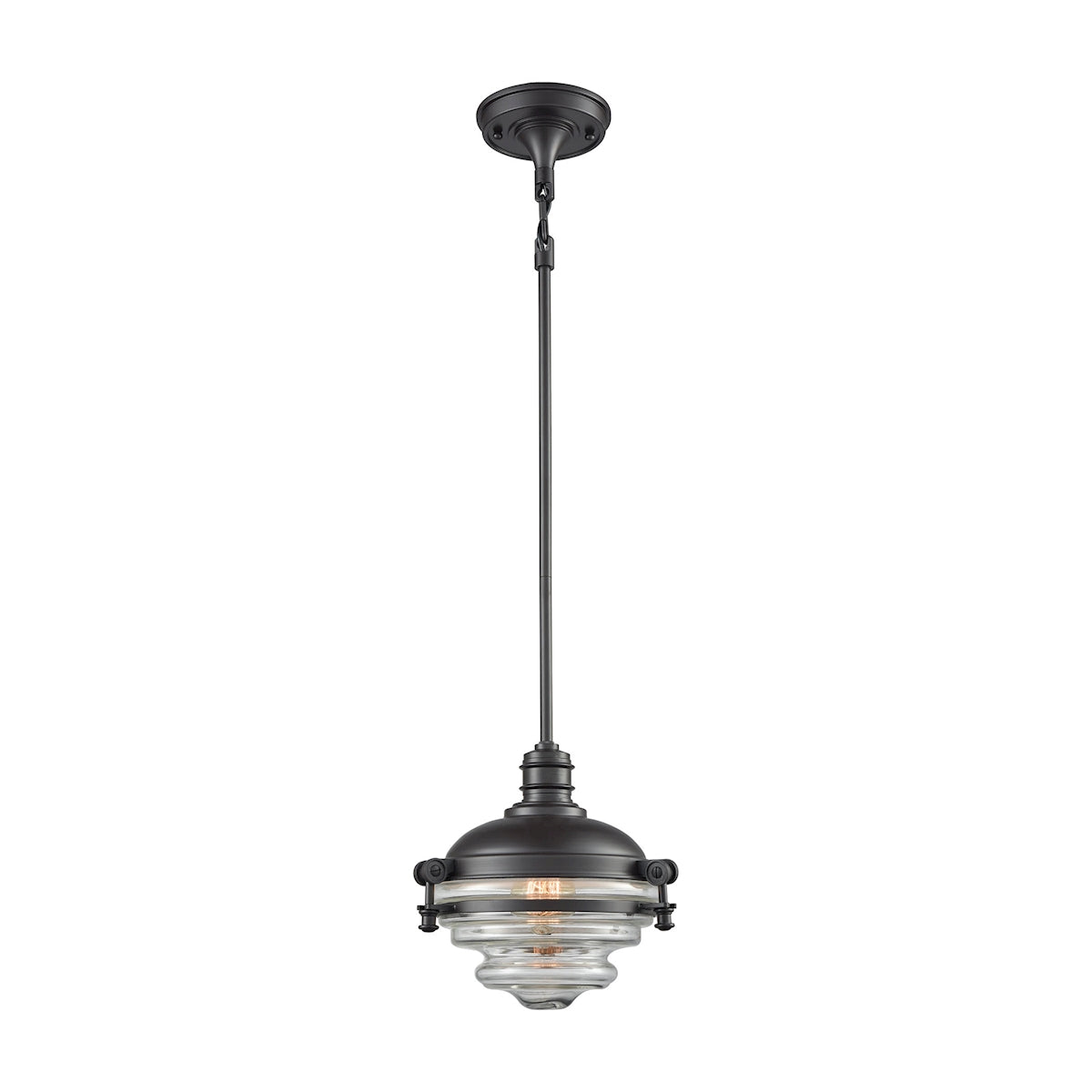 ELK Lighting 16081/1 Riley 1-Light Mini Pendant in Oil Rubbed Bronze with Clear Glass