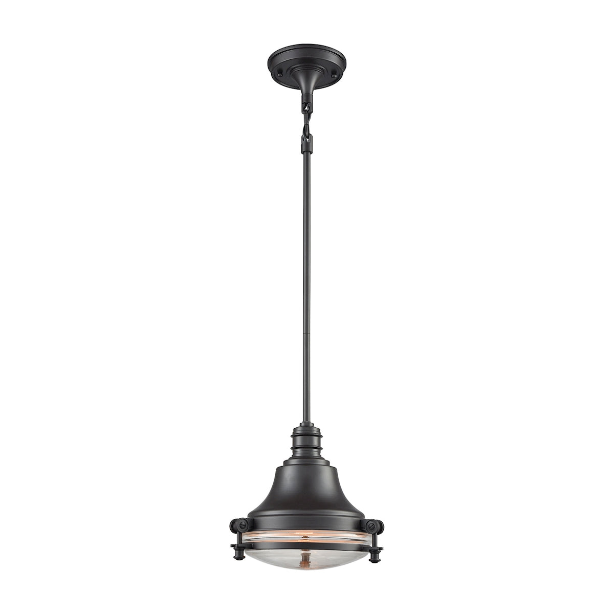 ELK Lighting 16082/1 Riley 1-Light Mini Pendant in Oil Rubbed Bronze with Clear Glass
