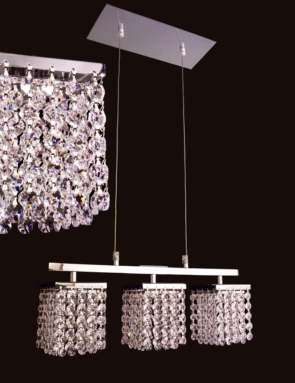 Classic Lighting 16103 BLK Bedazzle Crystal Linear Chandelier in Chrome