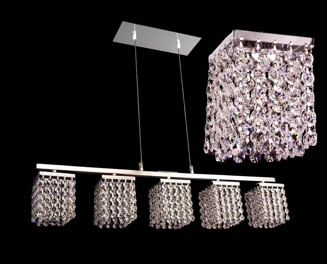 Classic Lighting 16105 BLK CP Bedazzle Crystal Linear Chandelier in Chrome