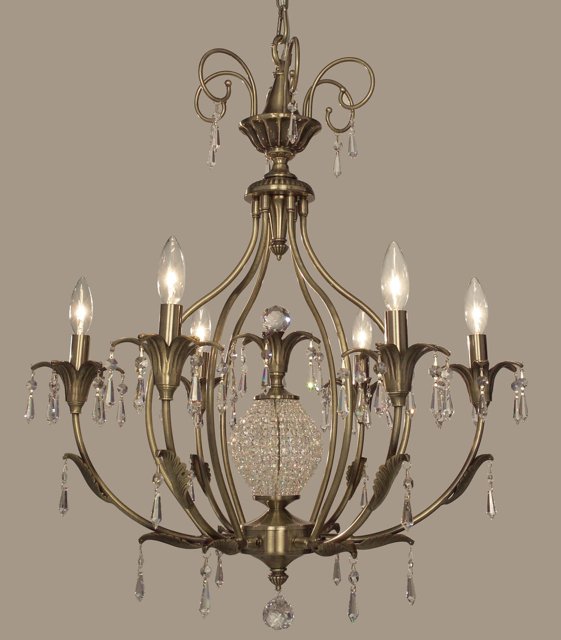Classic Lighting 16116 ABR CP Sharon Crystal Chandelier in Antique Brass